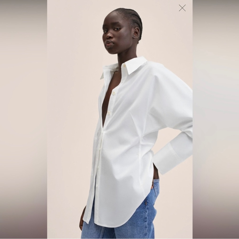 White poplin shirt Mango